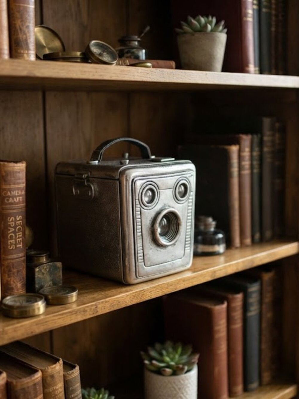 Vintage look camera hidden box